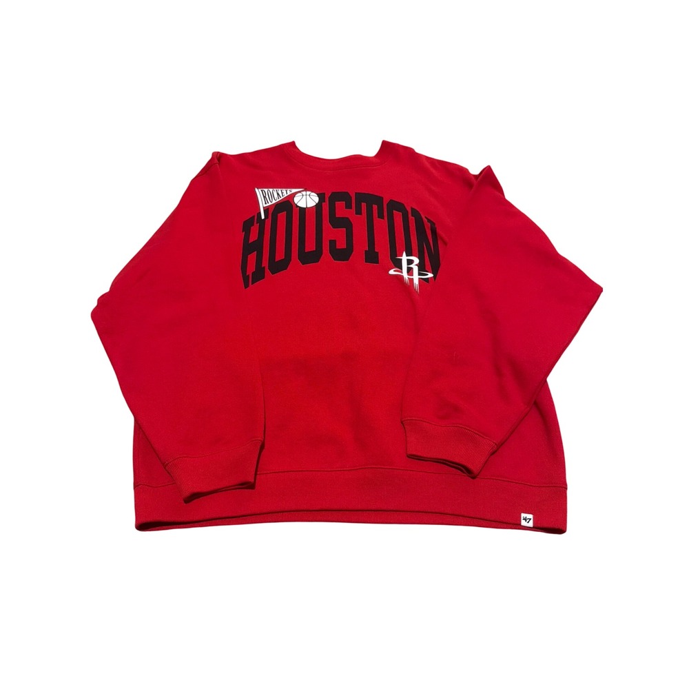 47 Brand Houston Rockets Crewneck Sweatshirt Red Graphic Pullover Medium